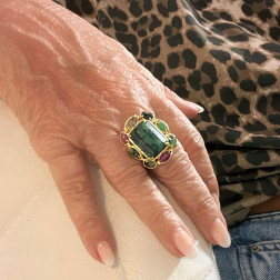 Bague Verone Turquoise Africaine Rubis Zoisite - Sélection Mary Victoire et Cie