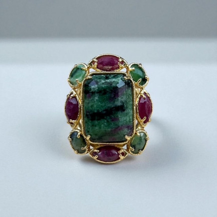 Bague Verone Turquoise Africaine Rubis Zoisite - Sélection Mary Victoire et Cie