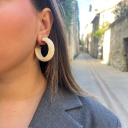 Boucles d'oreille Abalone Ivoire - Maison Gas Bijoux