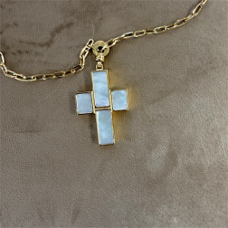 Sautoir Croix Nacre - Maison Gas Bijoux