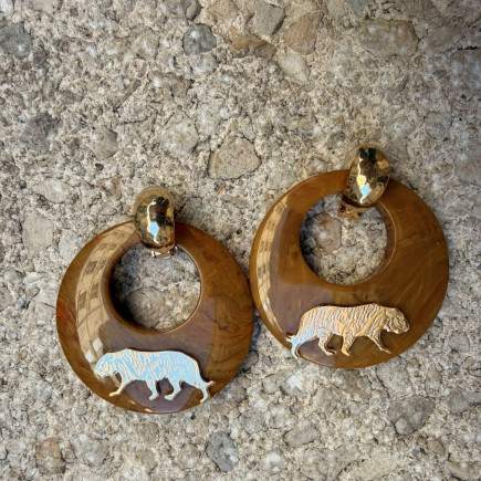 Boucles d'oreille Clip Tigre - Maison Gas Bijoux