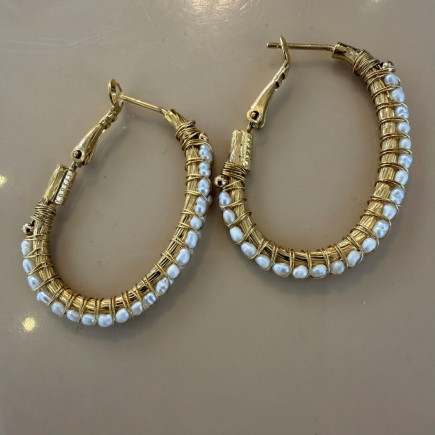 Boucles d'oreille Lyre Nacre GM - Maison Gas Bijoux