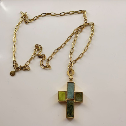 Sautoir Croix Pierre Multi - Maison Gas Bijoux