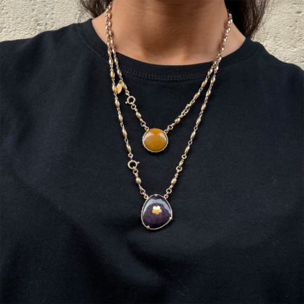 Collier Scapulaire Serti Amethyste - Maison Gas Bijoux