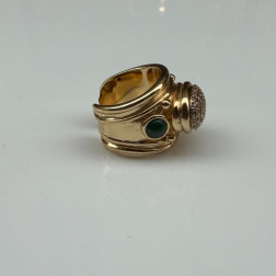 Bague Simone Strass Malachite - Maison Gas Bijoux
