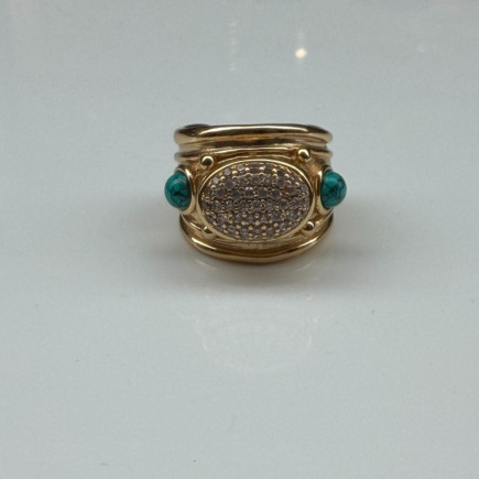 Bague Simone Strass Turquoise - Maison Gas Bijoux