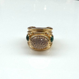 Bague Simone Strass Malachite - Maison Gas Bijoux