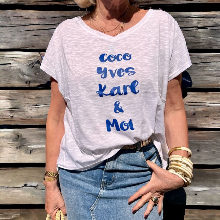 T-shirt col V Coco, Yves, Karl et moi - Maison Virginie Darling