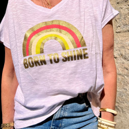 T-shirt col V Born To Shine - Maison Virginie Darling